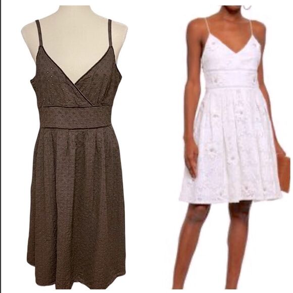 Michael Kors Brown Eyelet Spaghetti Strap Dress Size 12 - Picture 1 of 14